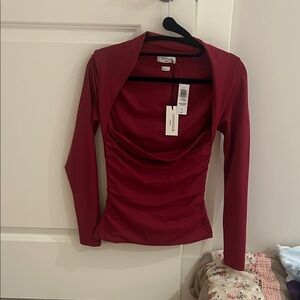 Aritzia Contour Flourish Rich Red Long Sleeve